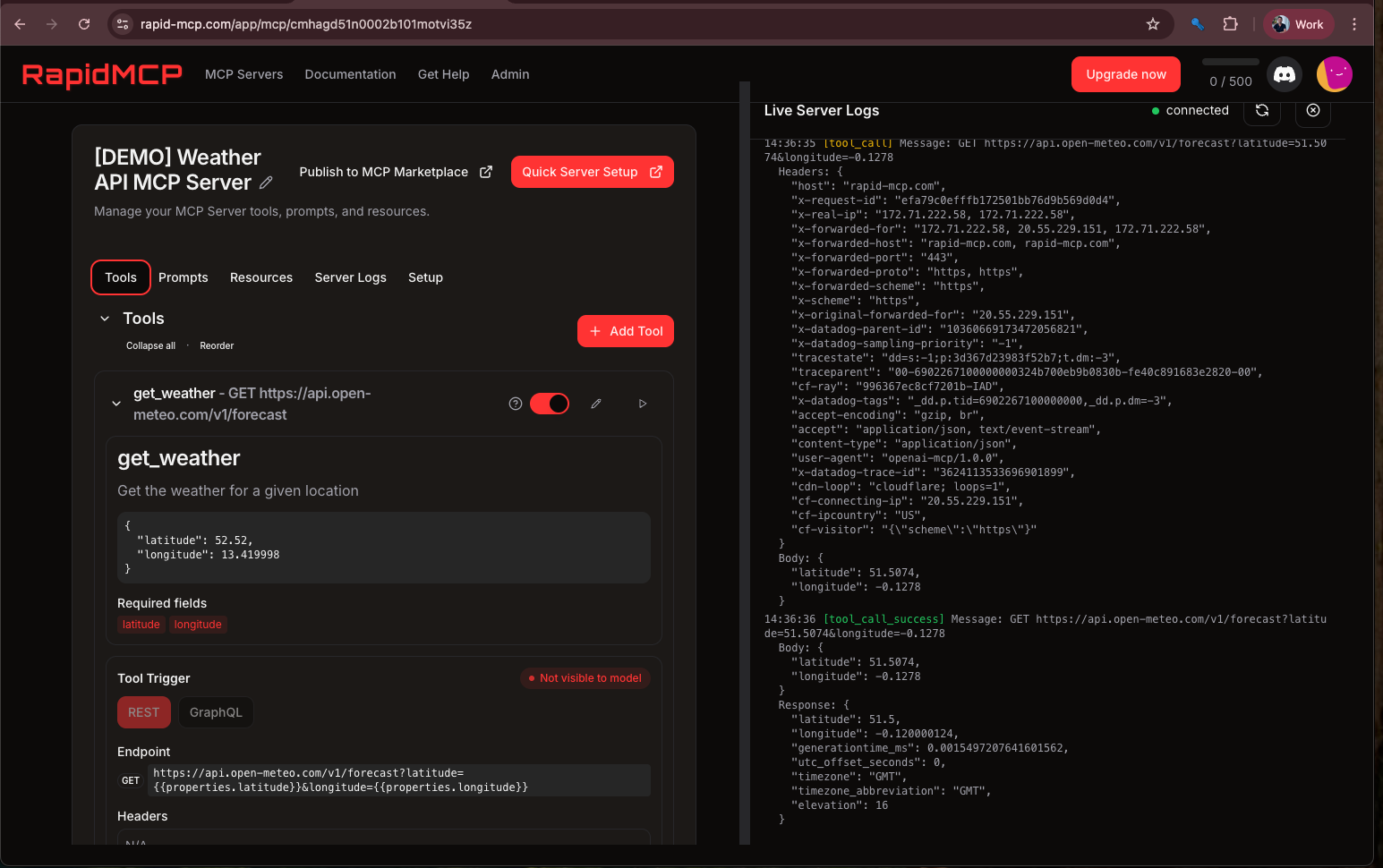 Monitor MCP Server Logs