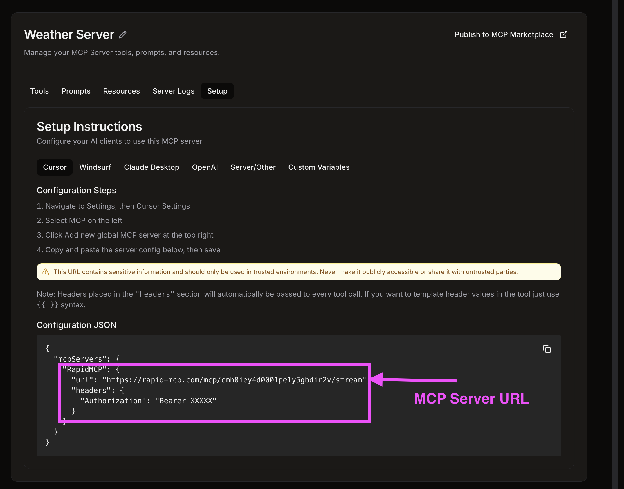 Rapid MCP Server URL